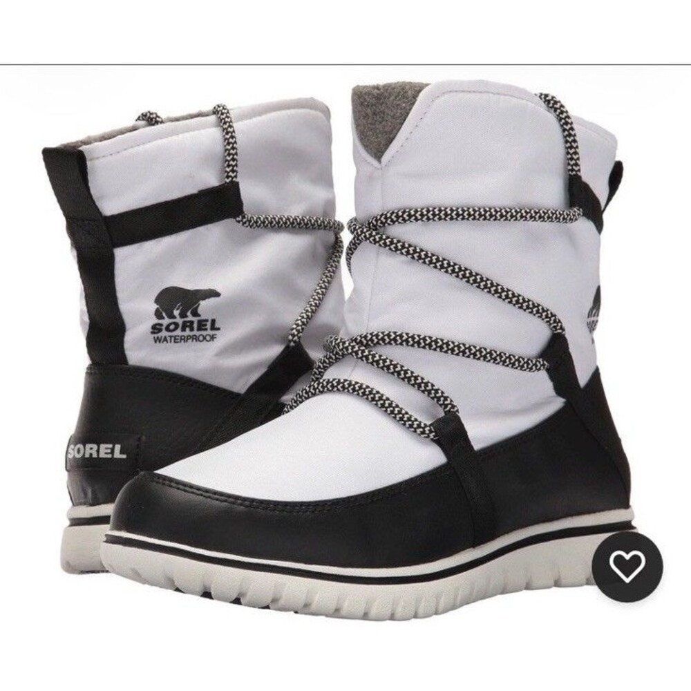 Sorel Cozy Explorer Waterproof White Black Women's Boots Sz 6.5 Insulated